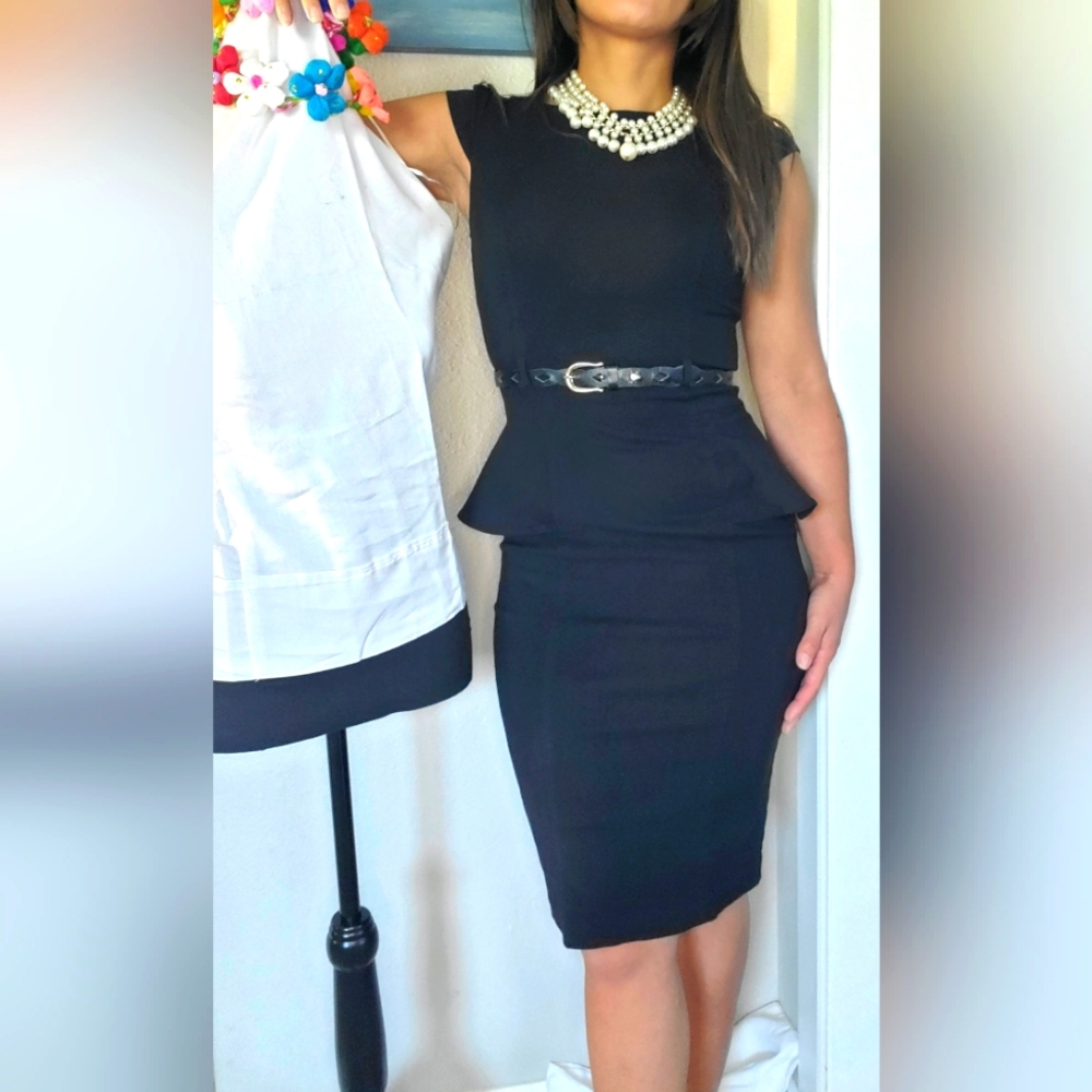 XOXO Black Pencil Skirt/Peplum Dress Size 3/4